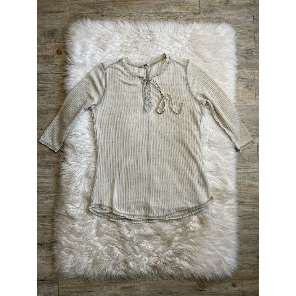 Seven7 Waffle Knit Green Distressed Wash Tunic
